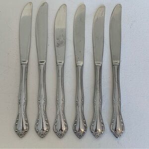 Set of 6 Estia Cascade Stainless Steel Flatware Knives Knife 8.5" Vintage Korea
